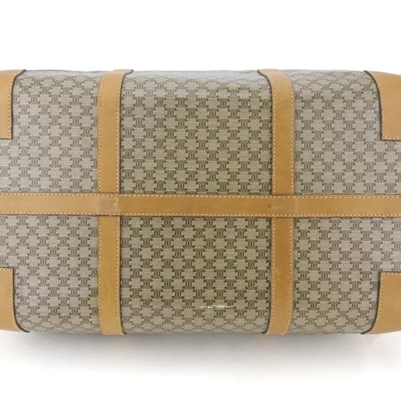 CELINE Boston bag macadam beige PVC ?~ leather Authentic USED T18267 - Picture 5 of 9